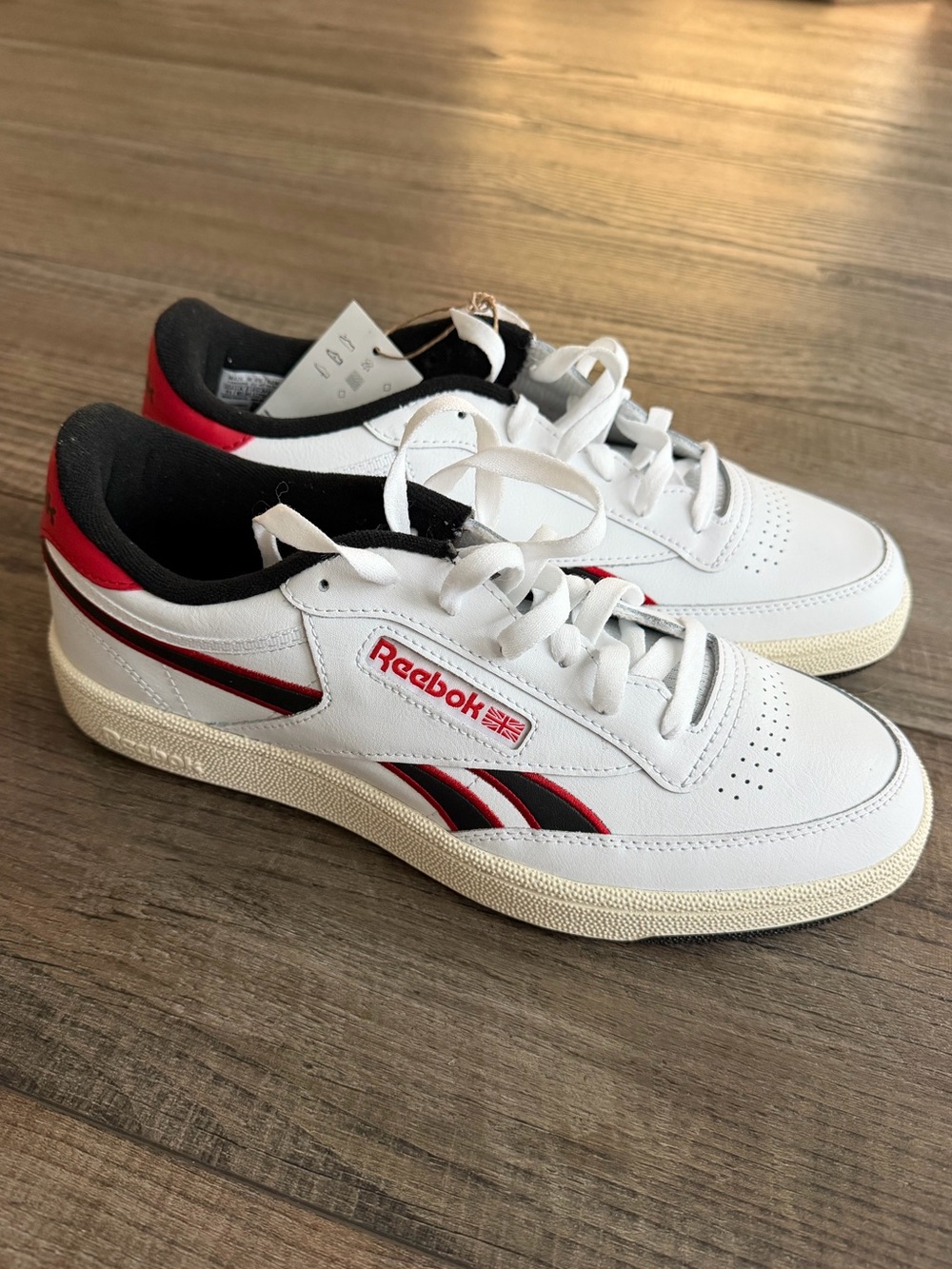 NWT Reebok Classic White Sneakers with Black & Red Accents